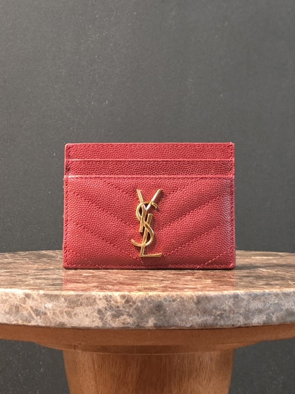 ysl | saint laurent | cassandre matelassé card case | card holder | wallet | red